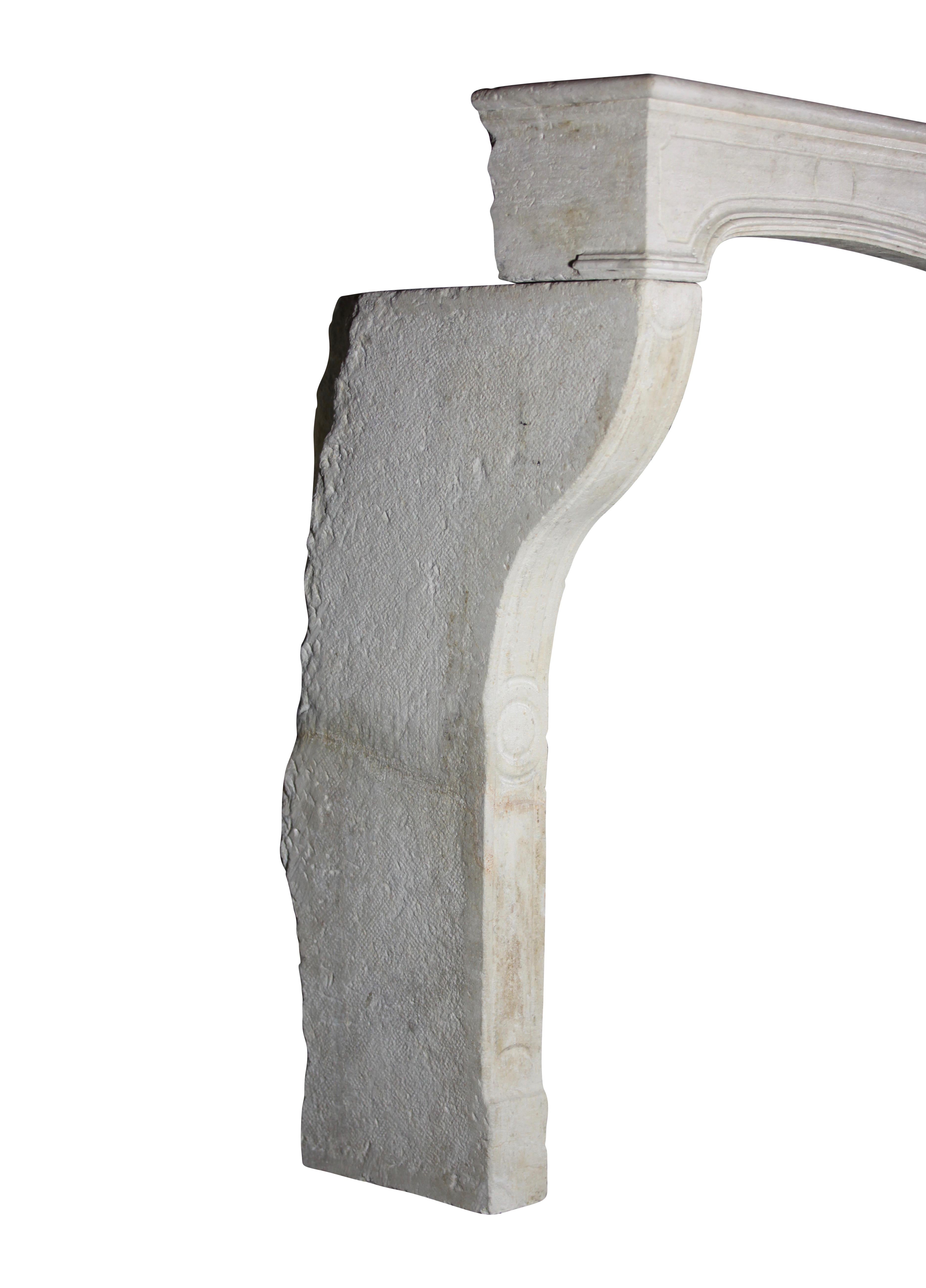 Stone Grand and Timeless Beige French Limestone Fireplace Mantle For Sale
