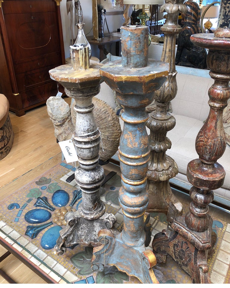 Grand Antique 18th Century French Alter Candlesticks or Candelabra Prickets For Sale 6