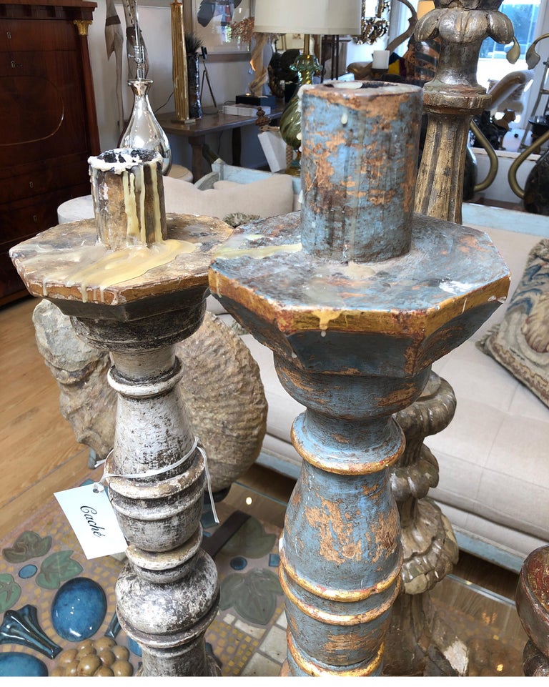 Grand Antique 18th Century French Alter Candlesticks or Candelabra Prickets For Sale 7