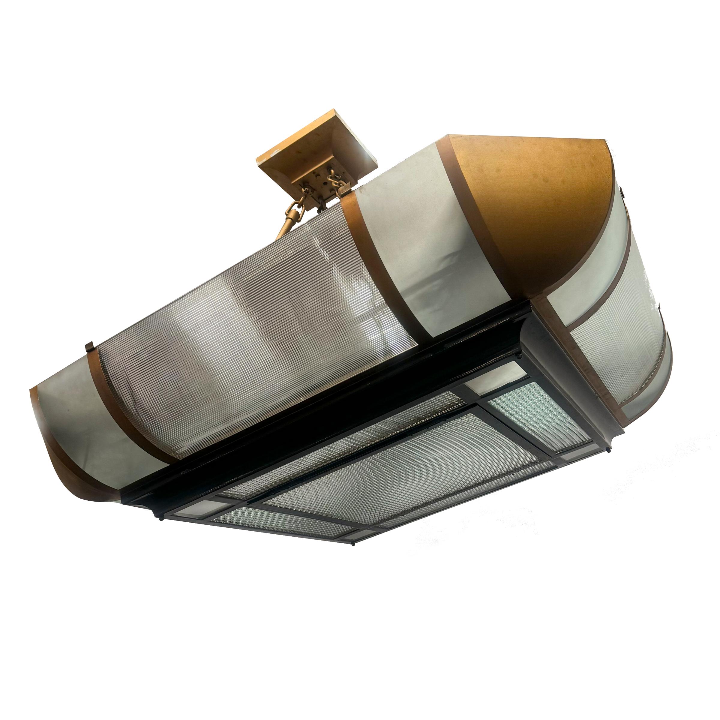 Grand Antique Art Deco Opal Glass & Iron Light  4 Available For Sale 1