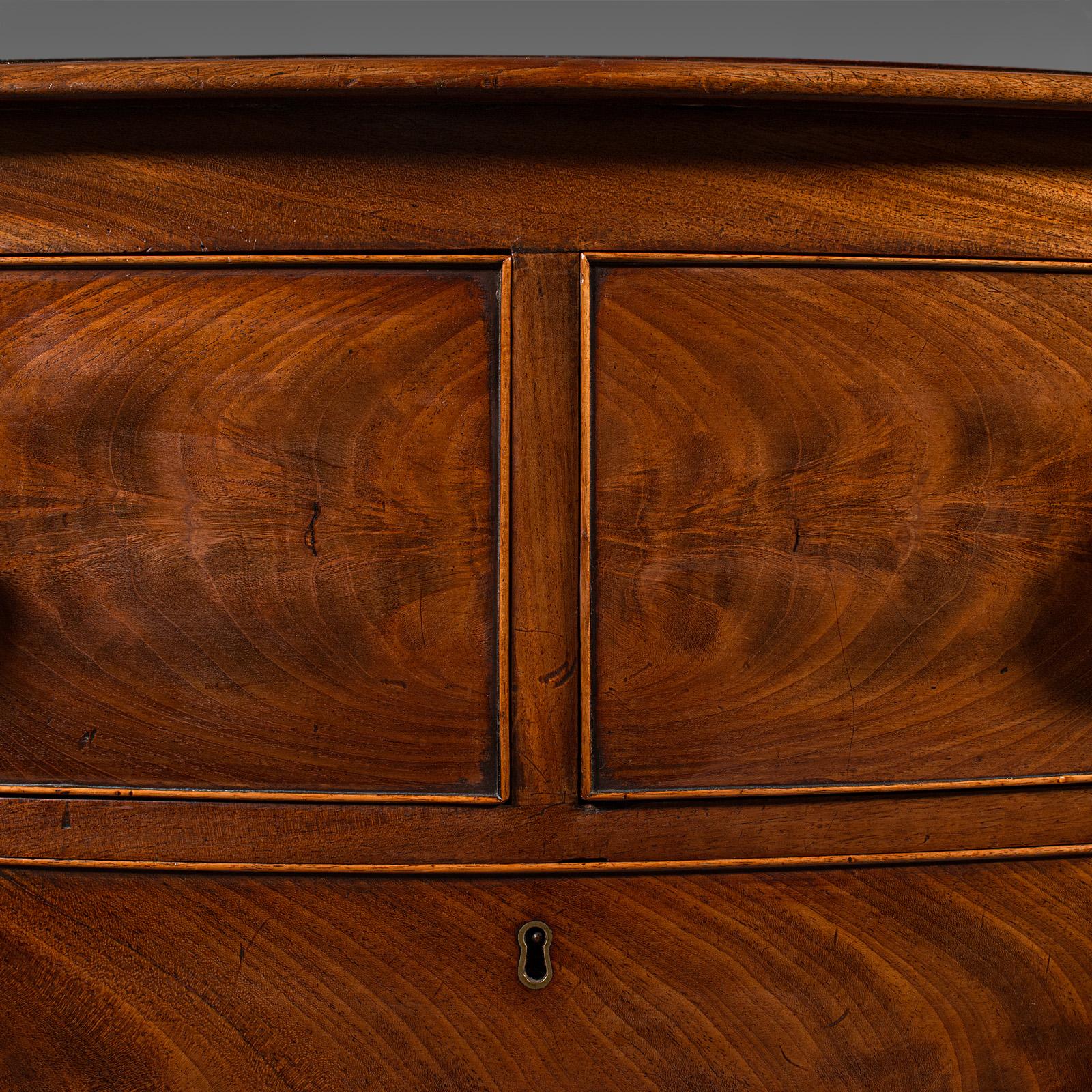 Grand Antique Bow Front Chest of Drawers, English, Tallboy, Georgian, Circa 1780 4