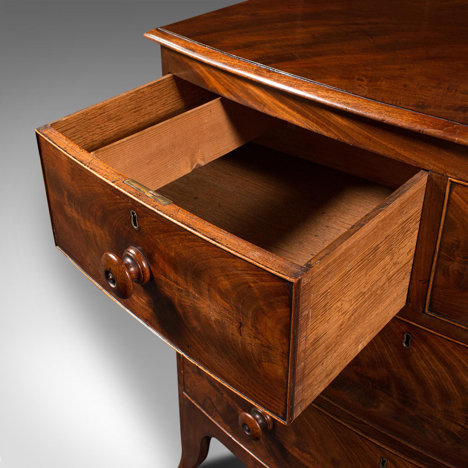 Grand Antique Bow Front Chest of Drawers, English, Tallboy, Georgian, Circa 1780 5