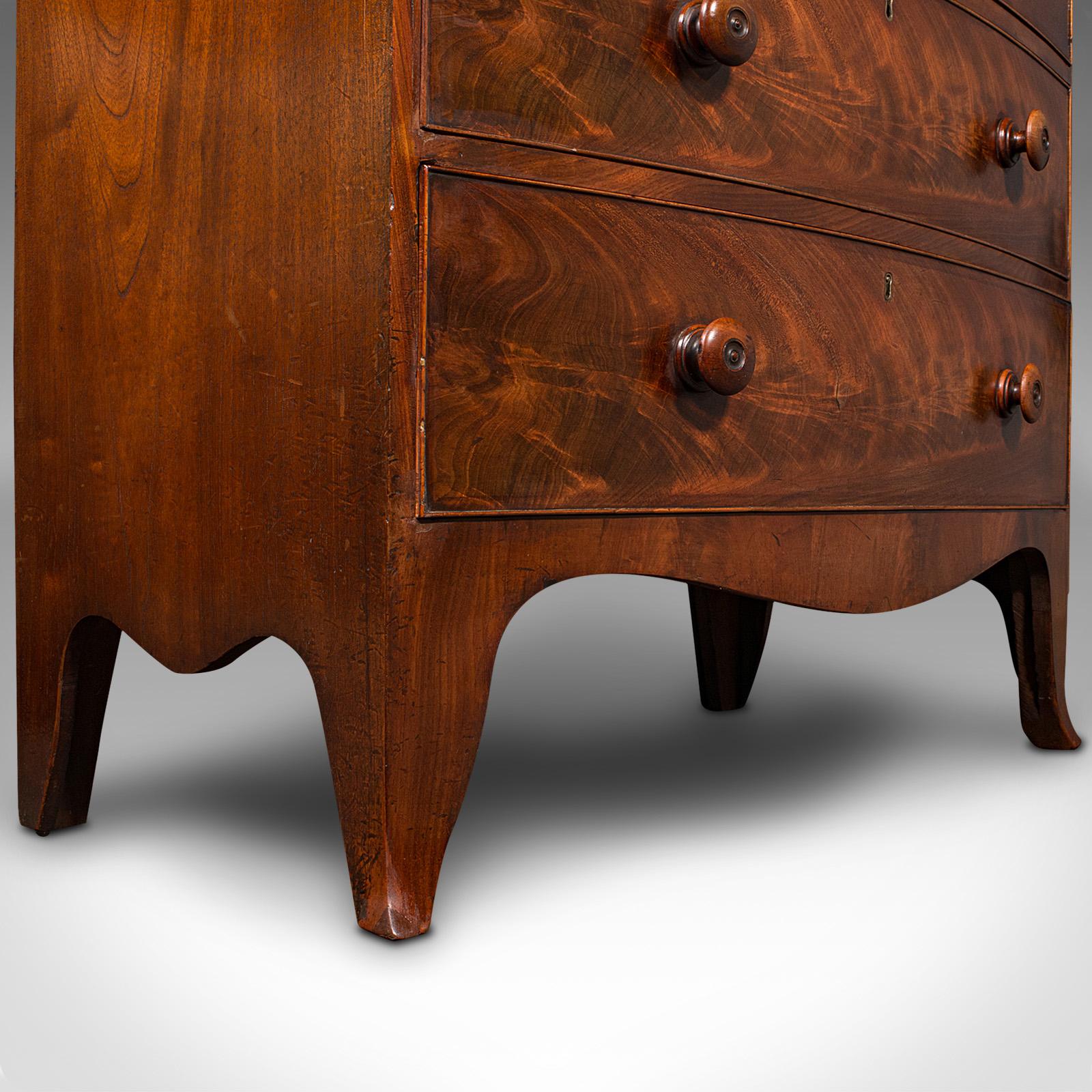 Grand Antique Bow Front Chest of Drawers, English, Tallboy, Georgian, Circa 1780 6