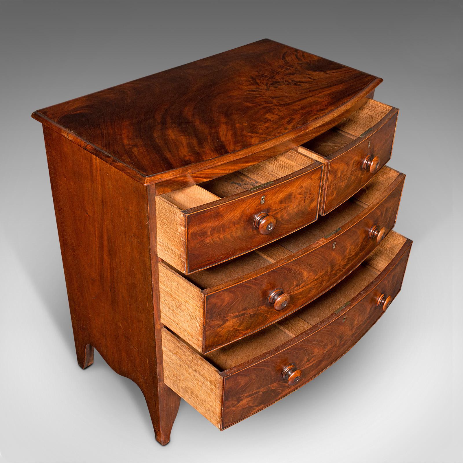 Grand Antique Bow Front Chest of Drawers, English, Tallboy, Georgian, Circa 1780 1