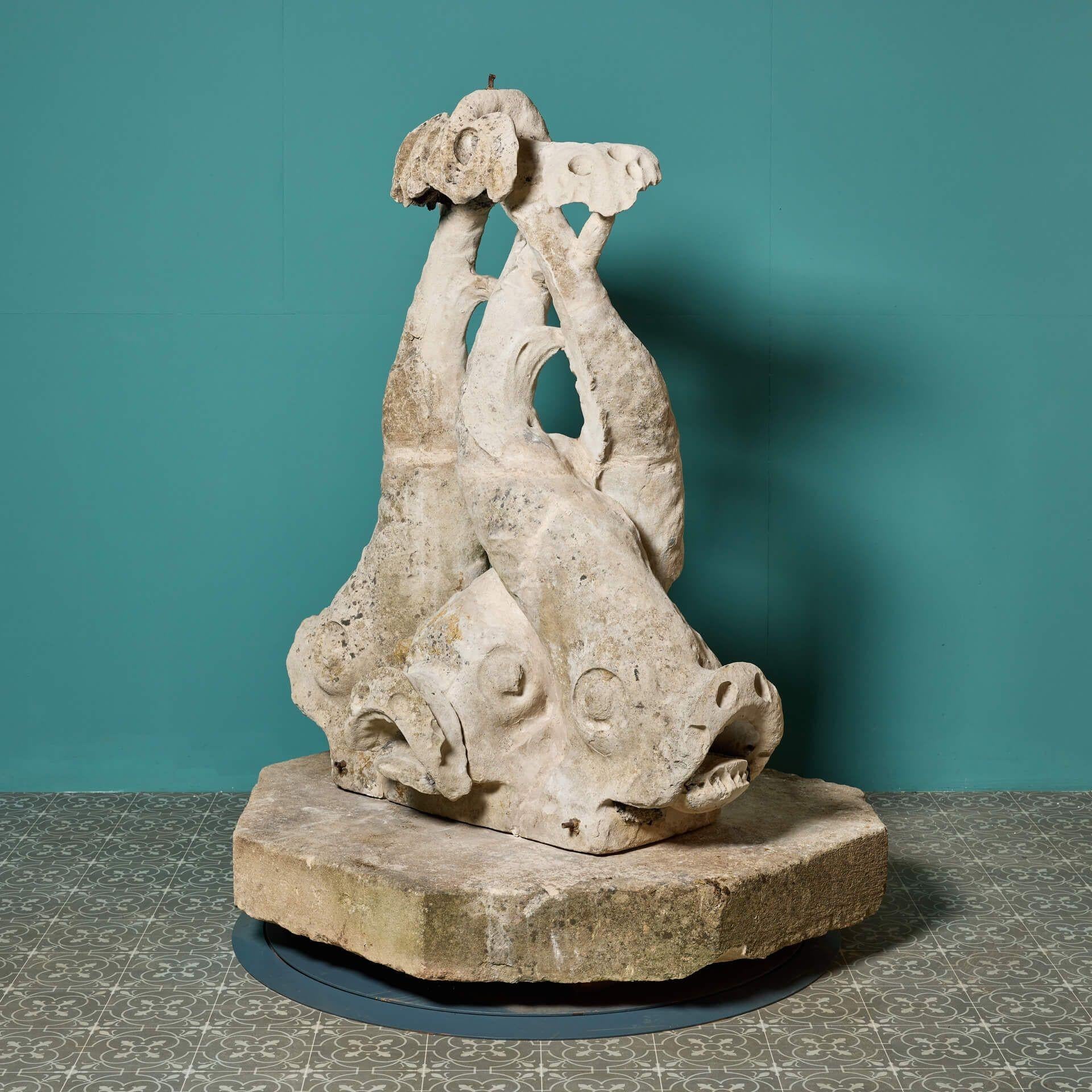 19th Century Grand Antique Carved Portland Stone Fountain For Sale
