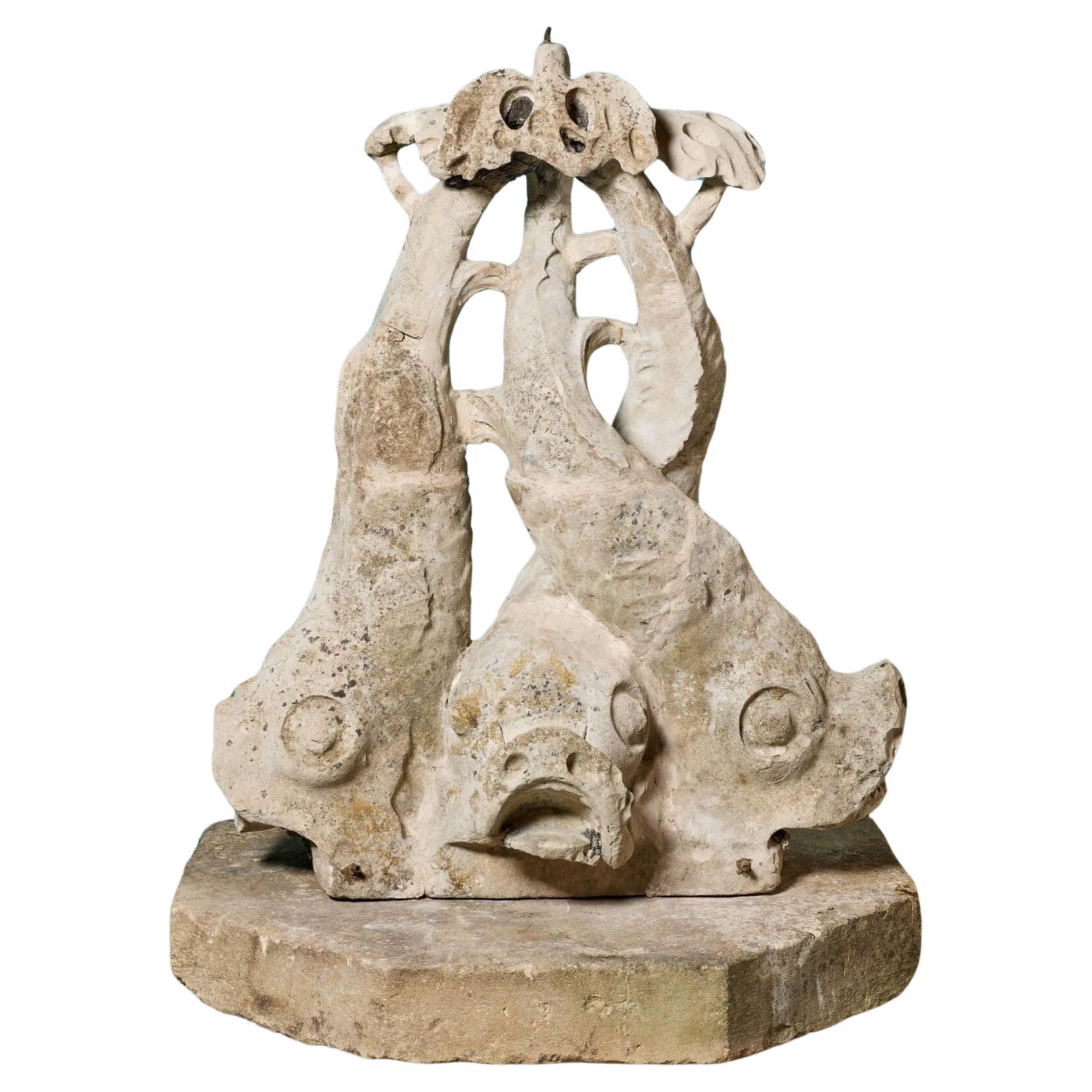 Grand Antique Carved Portland Stone Fountain For Sale