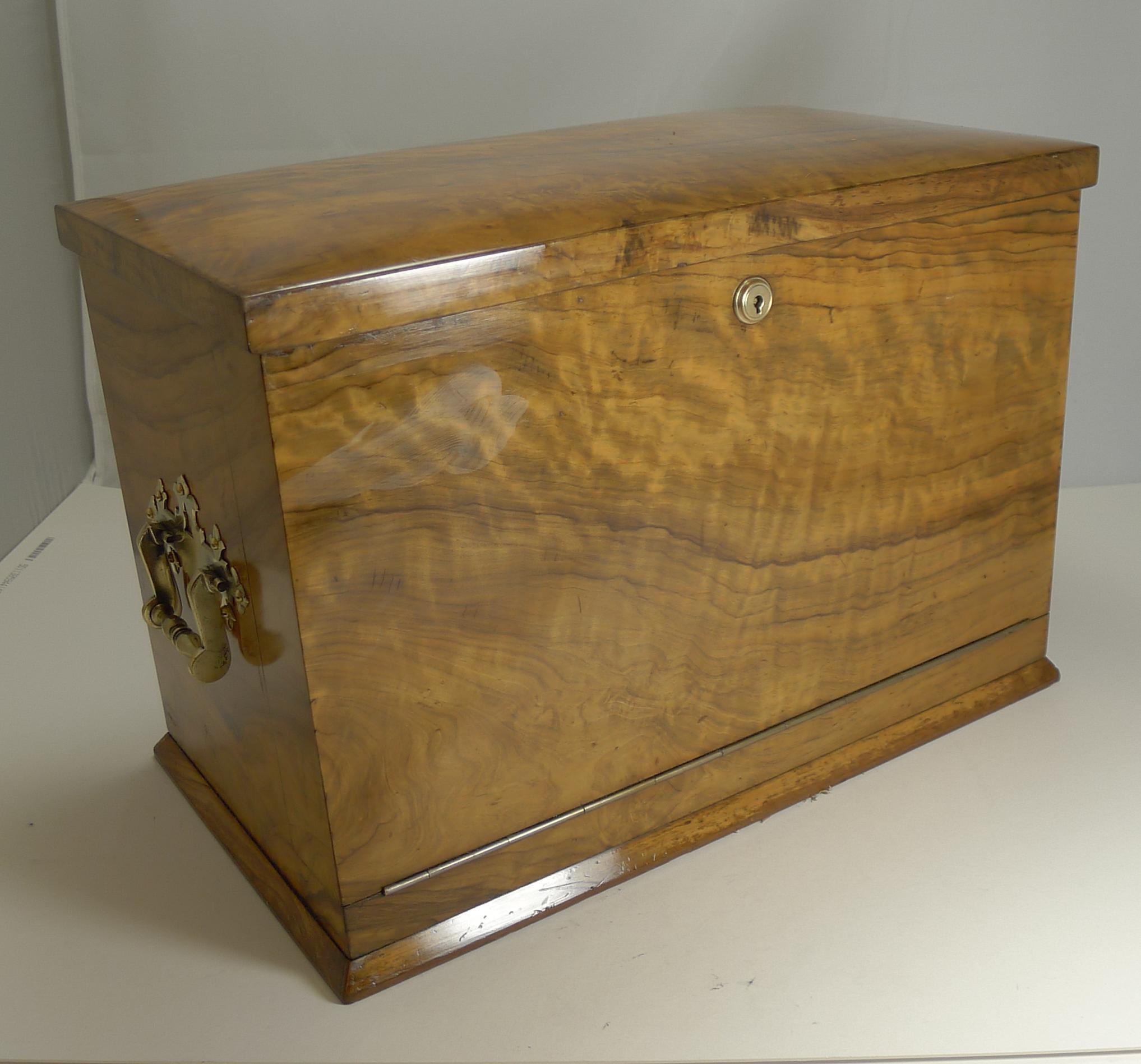 Late Victorian Grand Antique English Olivewood Writing Box / Cabinet, circa 1890 For Sale