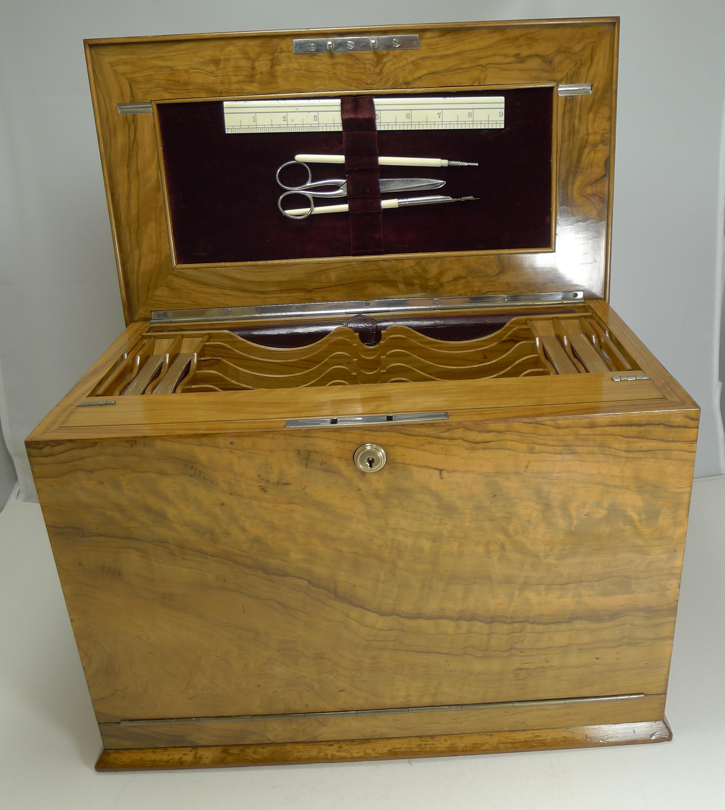 Grand Antique English Olivewood Writing Box / Cabinet, circa 1890 In Excellent Condition For Sale In Bath, GB