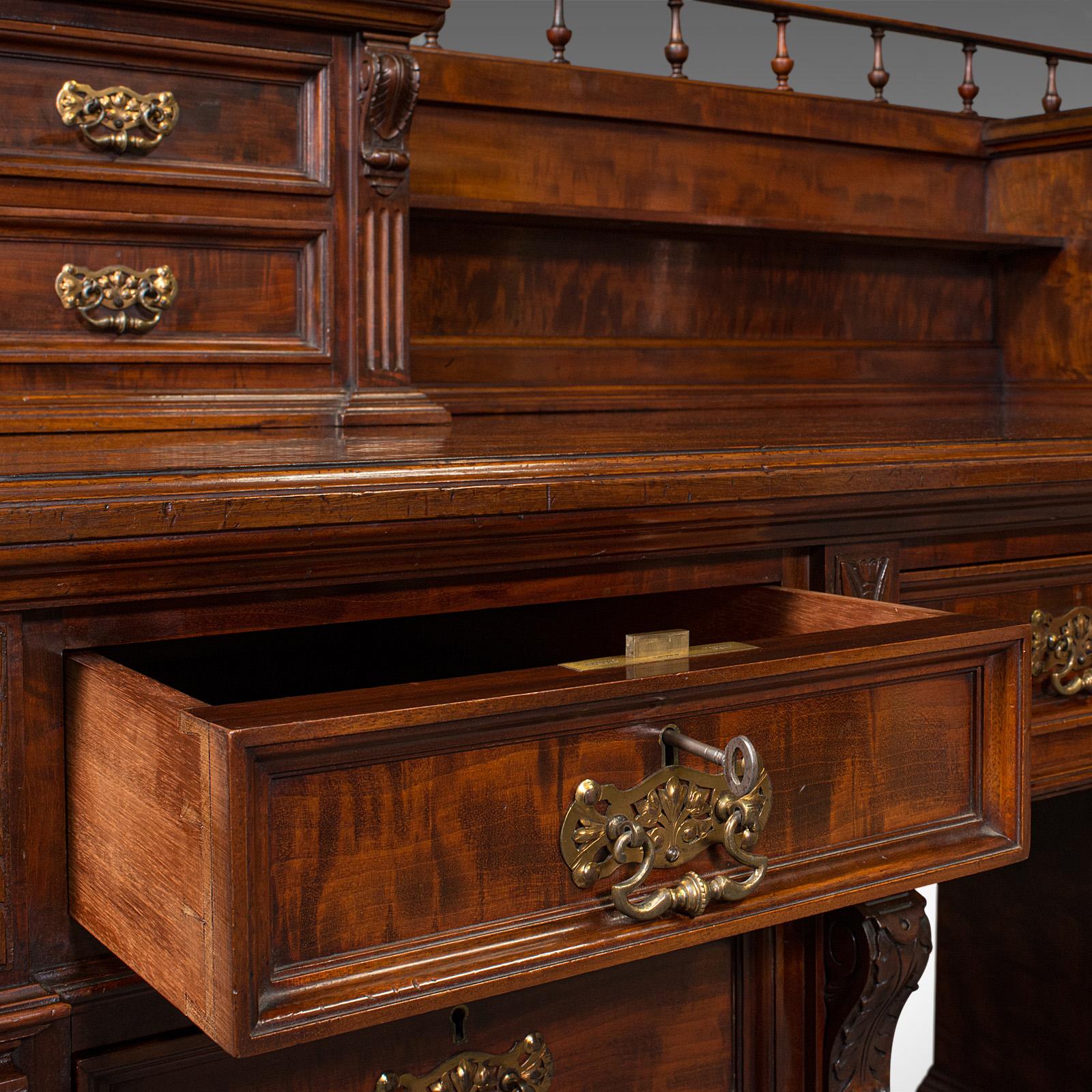 Grand Antique Executive Desk, English, Satinwood, 13 Drawer, Office, Victorian For Sale 2