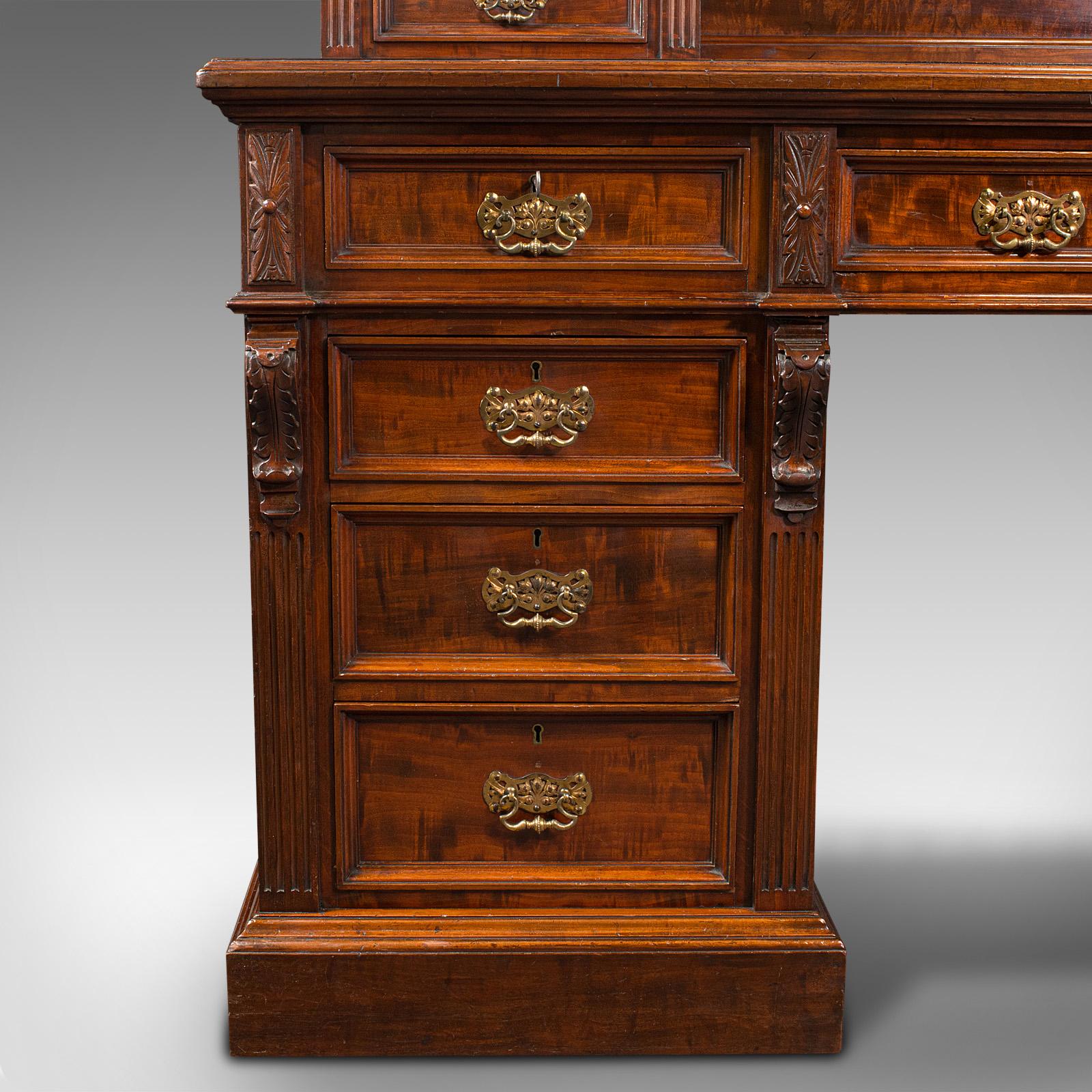Grand Antique Executive Desk, English, Satinwood, 13 Drawer, Office, Victorian For Sale 3