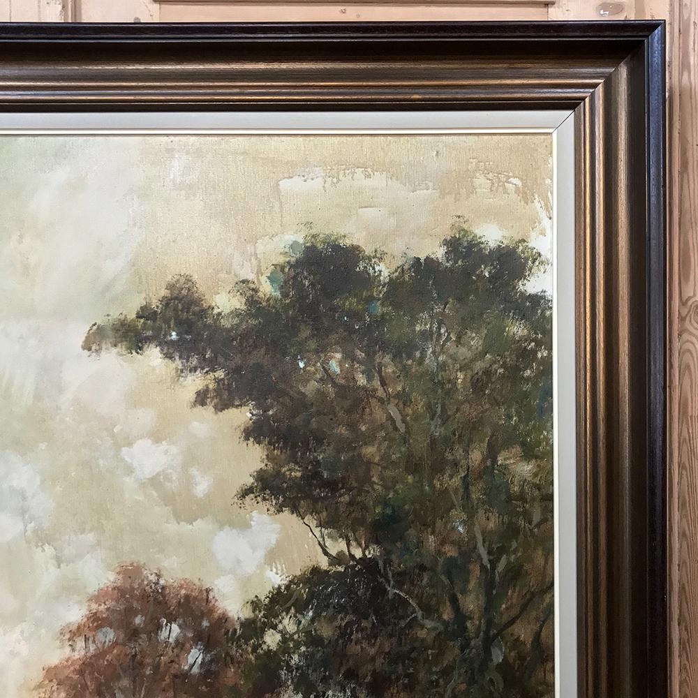 Grand Antique Framed Oil Painting on Canvas by Pauwels In Good Condition In Dallas, TX