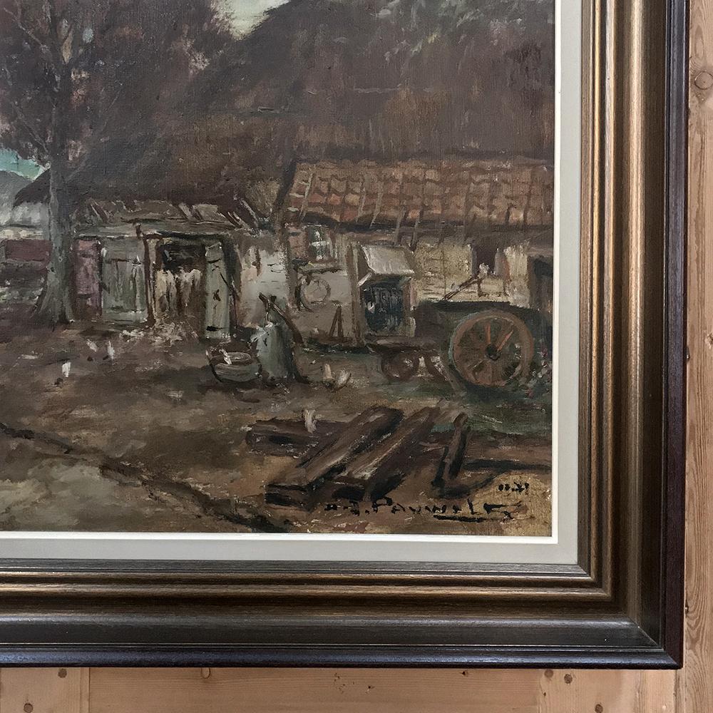 20th Century Grand Antique Framed Oil Painting on Canvas by Pauwels