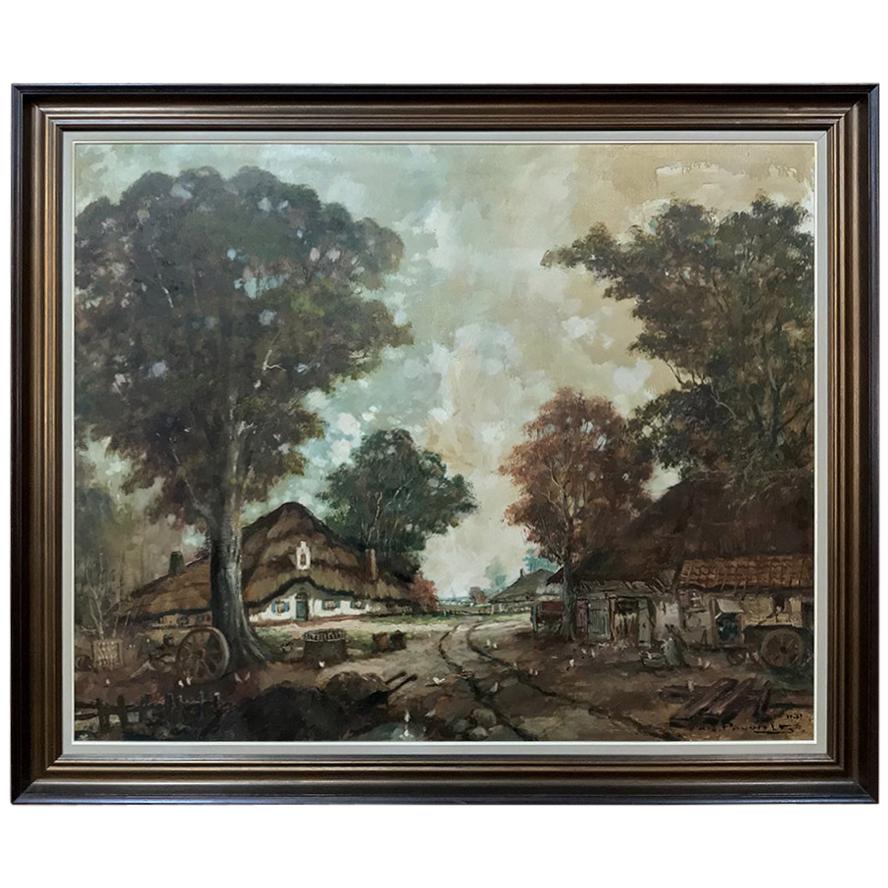 Grand Antique Framed Oil Painting on Canvas by Pauwels