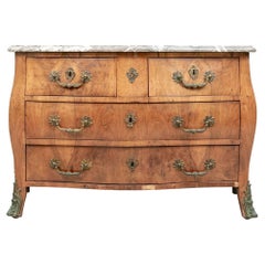 Grand Antique French Bombé Chest With Marble Top for Restoration