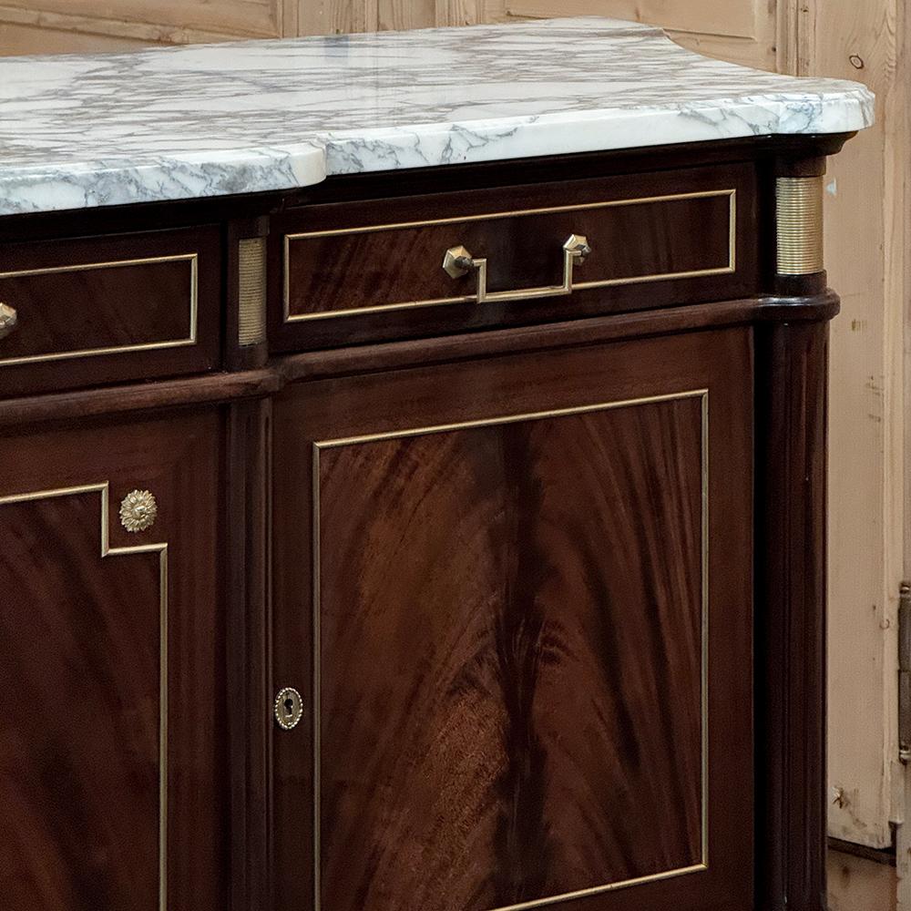 Grand Antique French Directoire Style Marble Top Mahogany Buffet in vendita 2