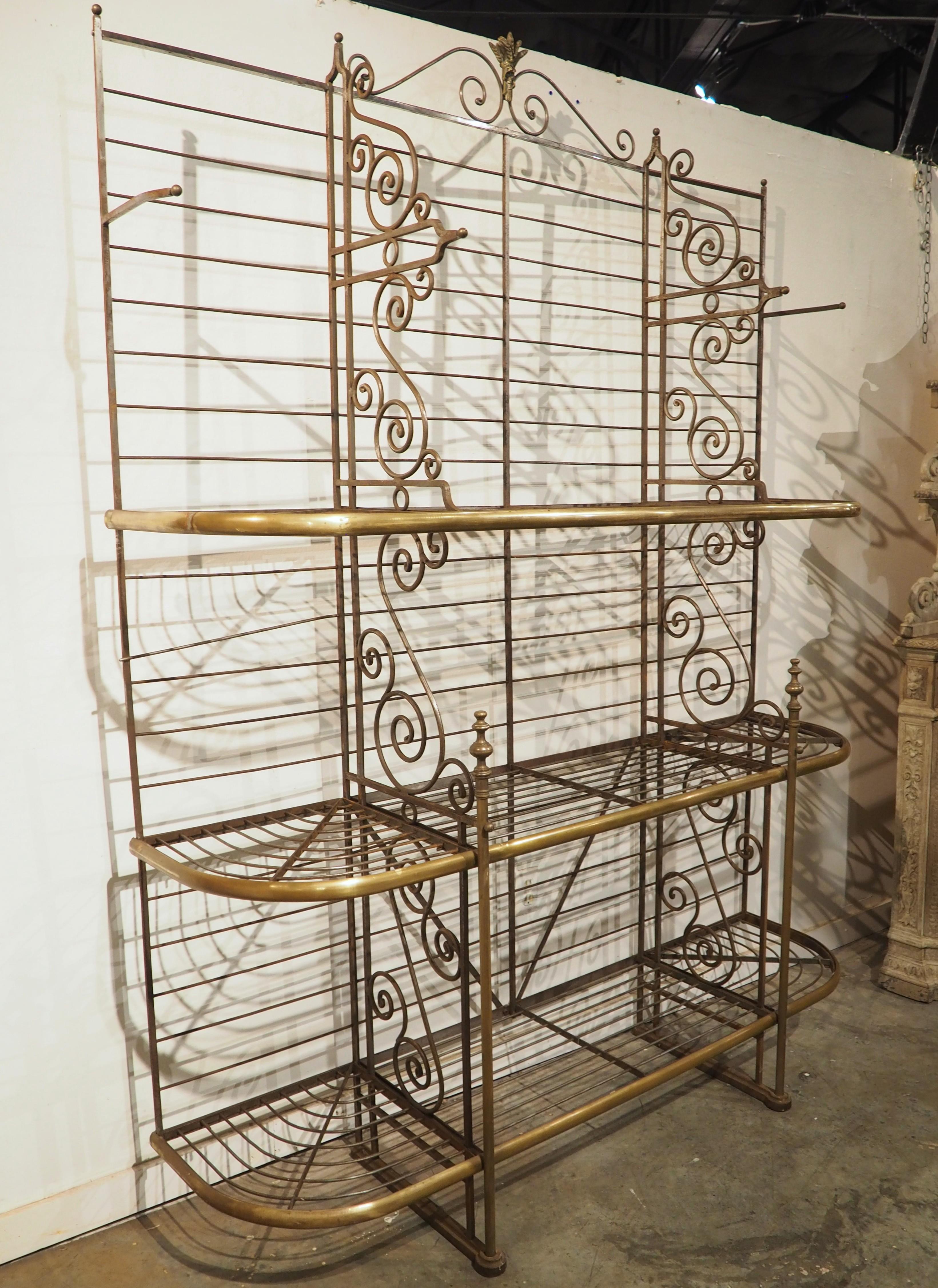 Grand Antique French Iron and Brass Boulangerie Baker’s Rack, Circa 1900 For Sale 15