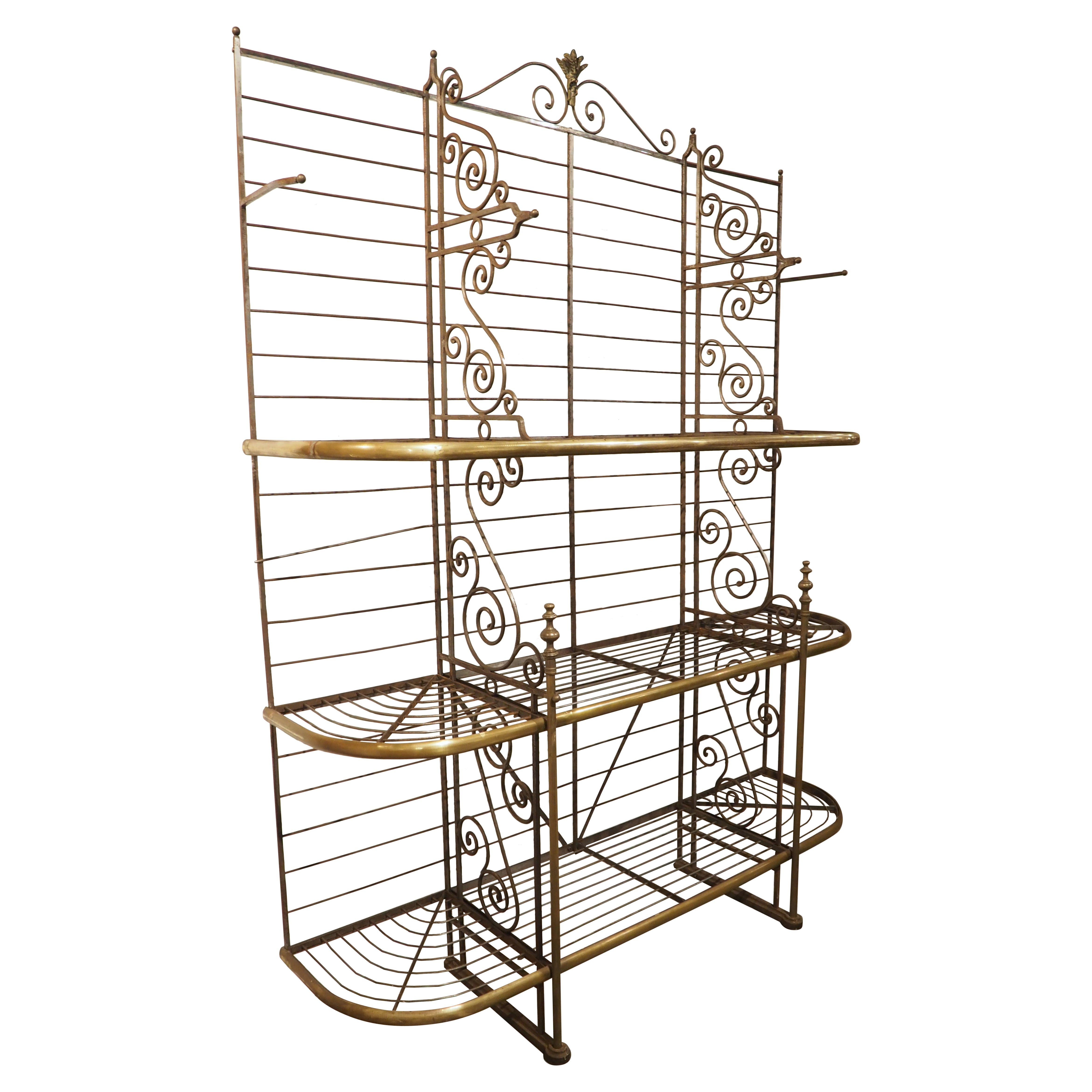 Grand Antique French Iron and Brass Boulangerie Baker’s Rack, Circa 1900