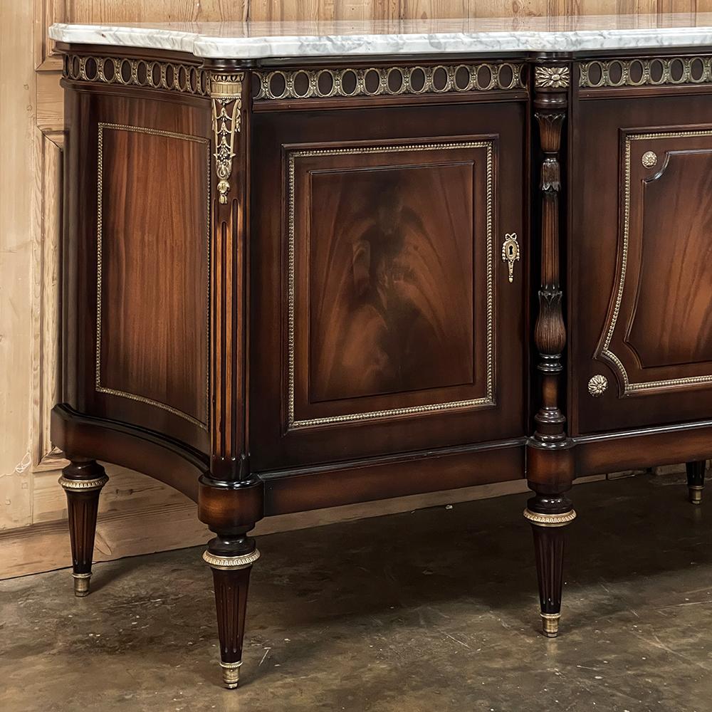Grand Antique French Louis XVI Mahogany Buffet with Carrara Marble For Sale 6