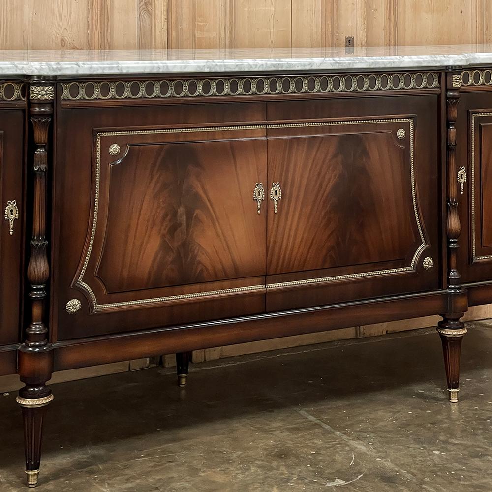 Grand Antique French Louis XVI Mahogany Buffet with Carrara Marble For Sale 9