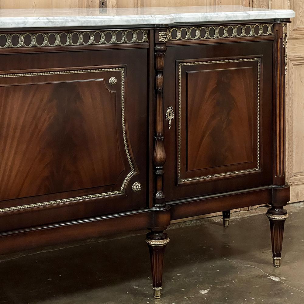 Grand Antique French Louis XVI Mahogany Buffet with Carrara Marble For Sale 10