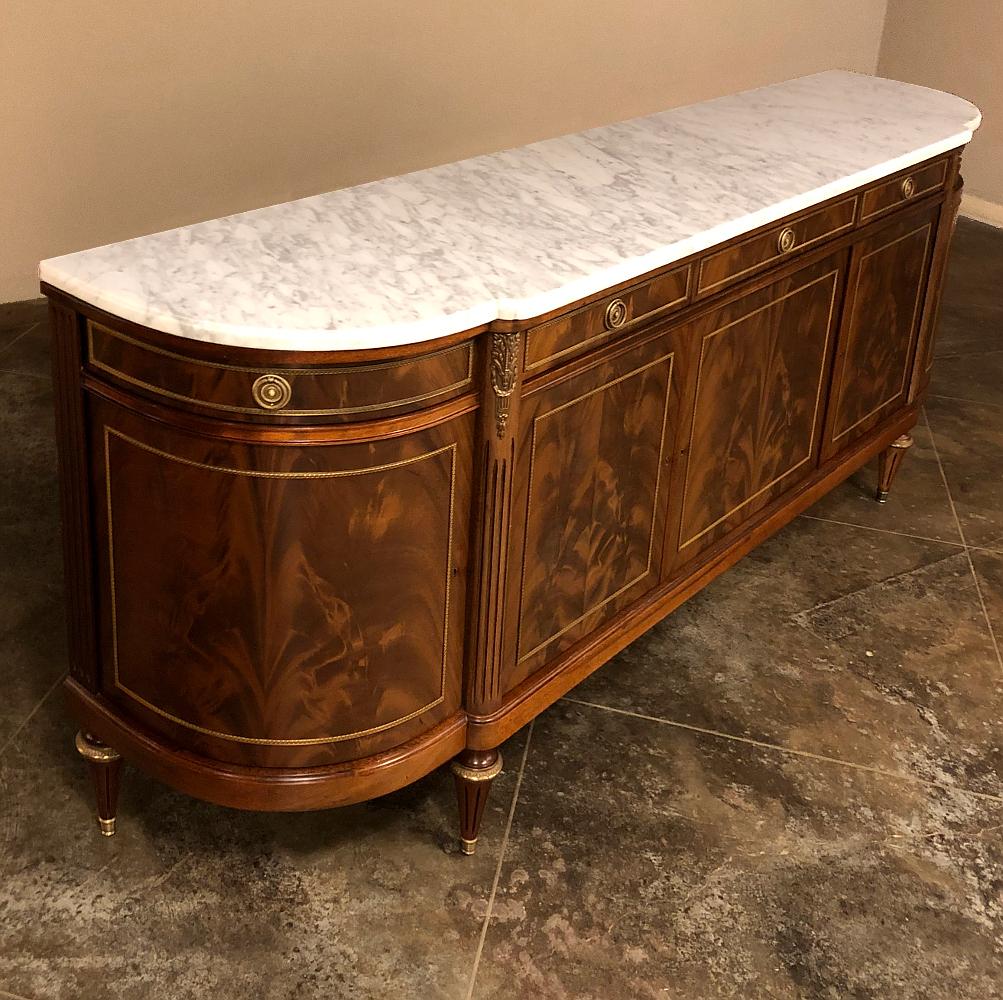 Grand Antique French Louis XVI Mahogany Marble Top Buffet 5
