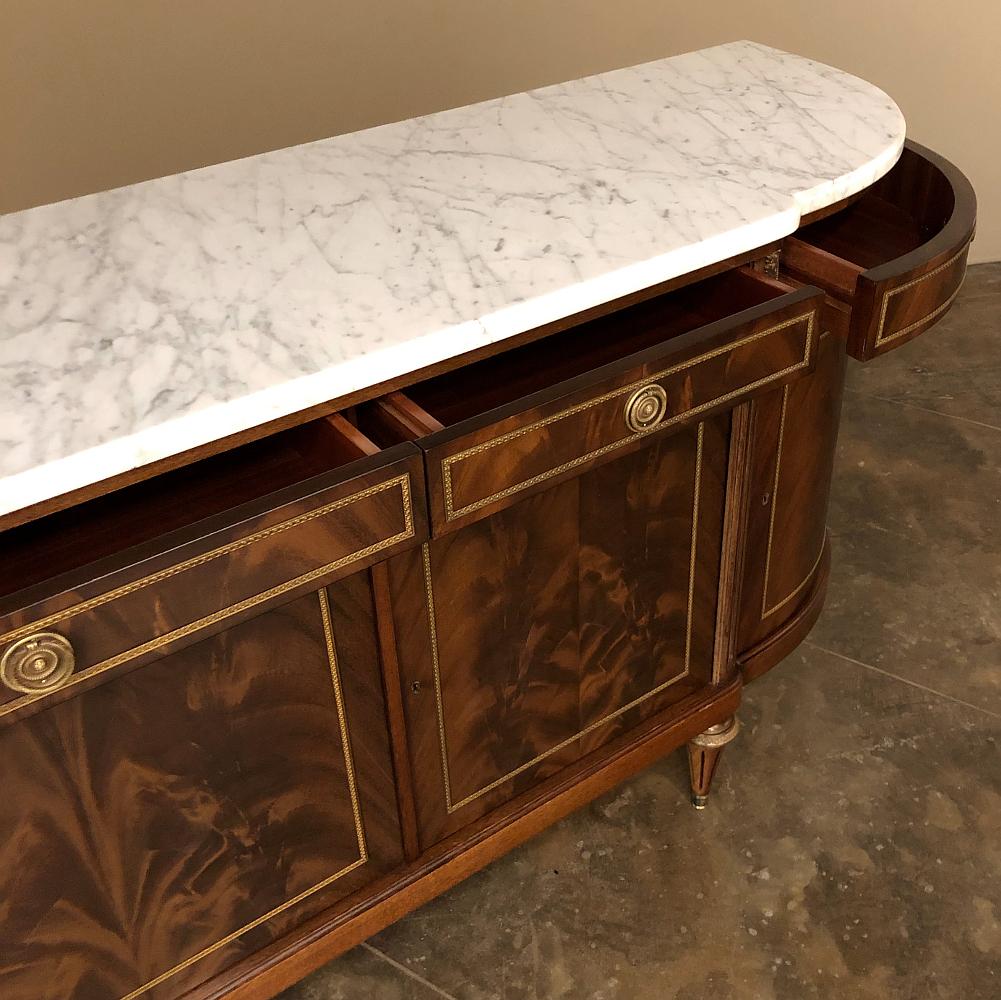 Grand Antique French Louis XVI Mahogany Marble Top Buffet 1