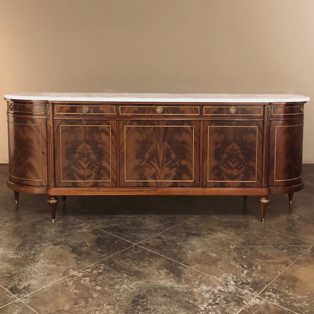 Grand Antique French Louis XVI Mahogany Marble Top Buffet 2