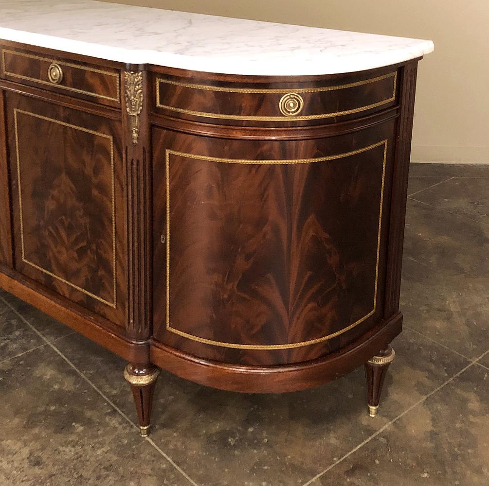 Grand Antique French Louis XVI Mahogany Marble Top Buffet 3
