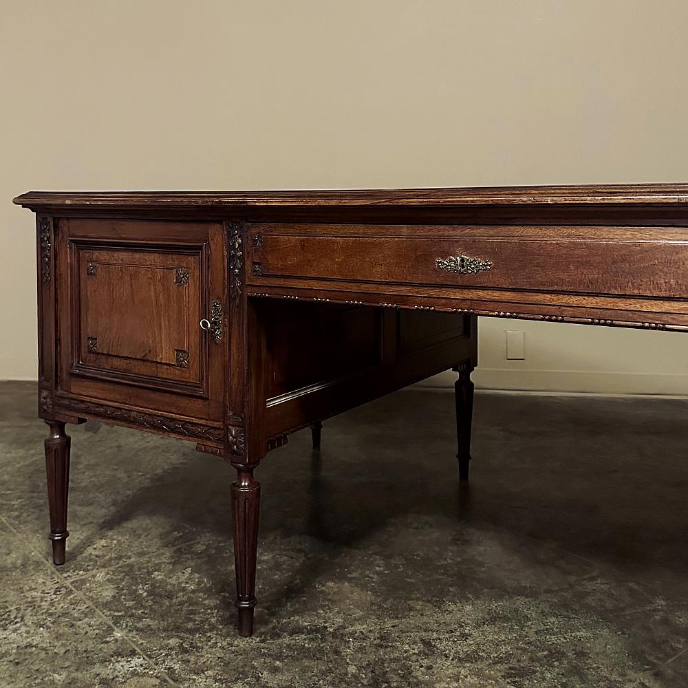 Grand Antique French Louis XVI Neoclassical Walnut Executive Desk 9