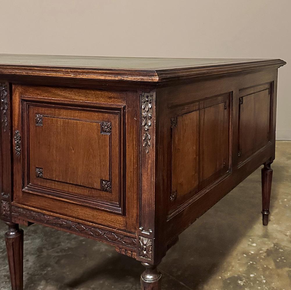 Grand Antique French Louis XVI Neoclassical Walnut Executive Desk 10