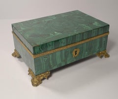 Grand Antique French Malachite and Gilded Bronze Jewelry Box