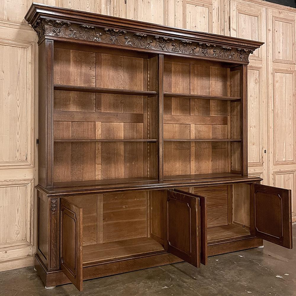 Hand-Crafted Grand Antique French Neoclassical Open Bookcase For Sale