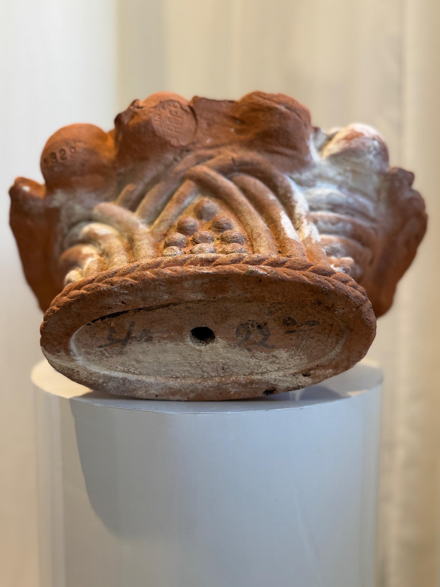 Grand Antique Italian-Style Terracotta Fruit Basket Finial – Handcrafted Garden For Sale 1