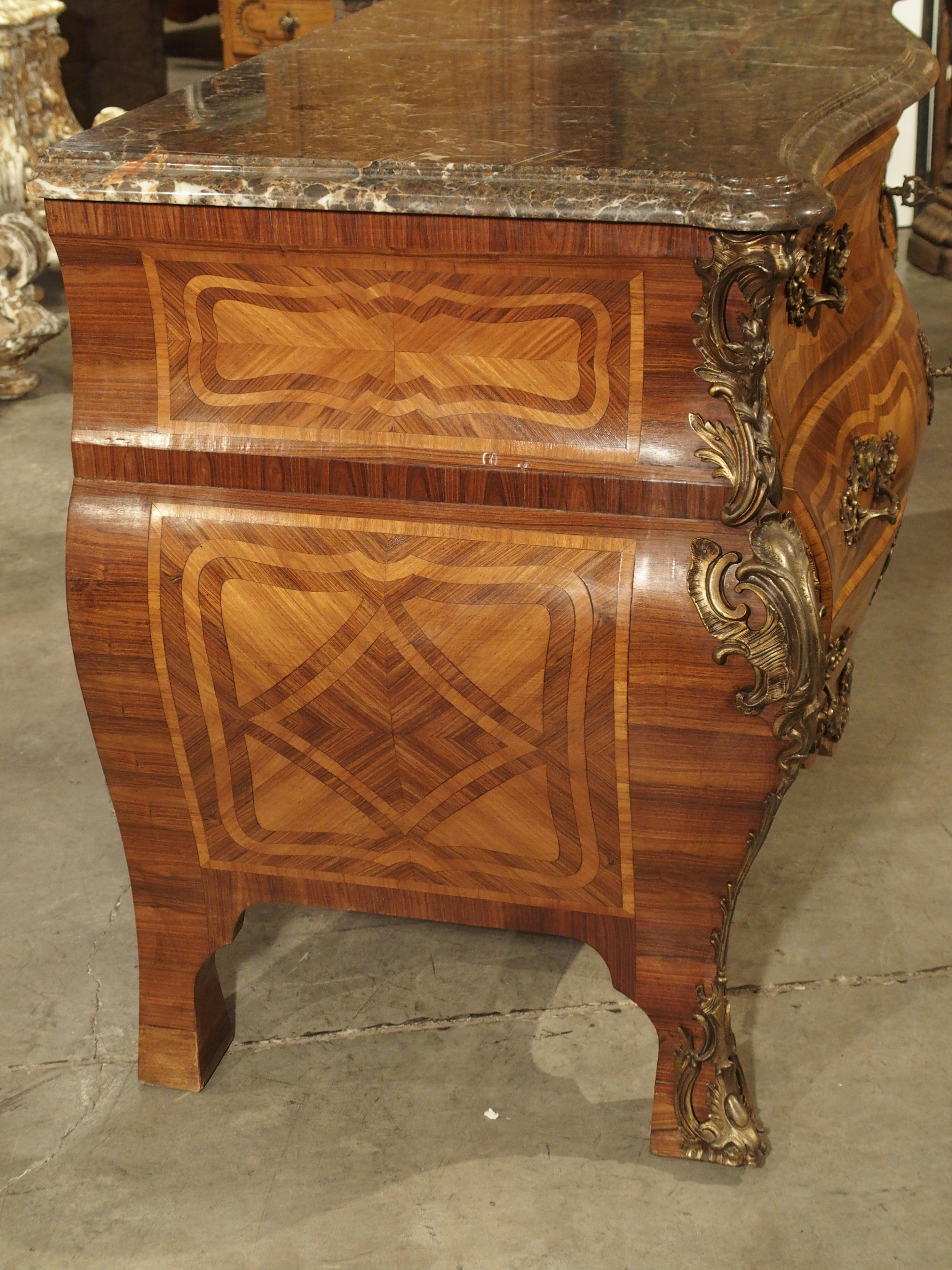Grand Antique Louis XV Style French Commode with Bronze Mounts and Marble Top For Sale 5