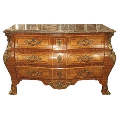Grand Antique Louis XV Style French Commode with Bronze Mounts and Marble Top