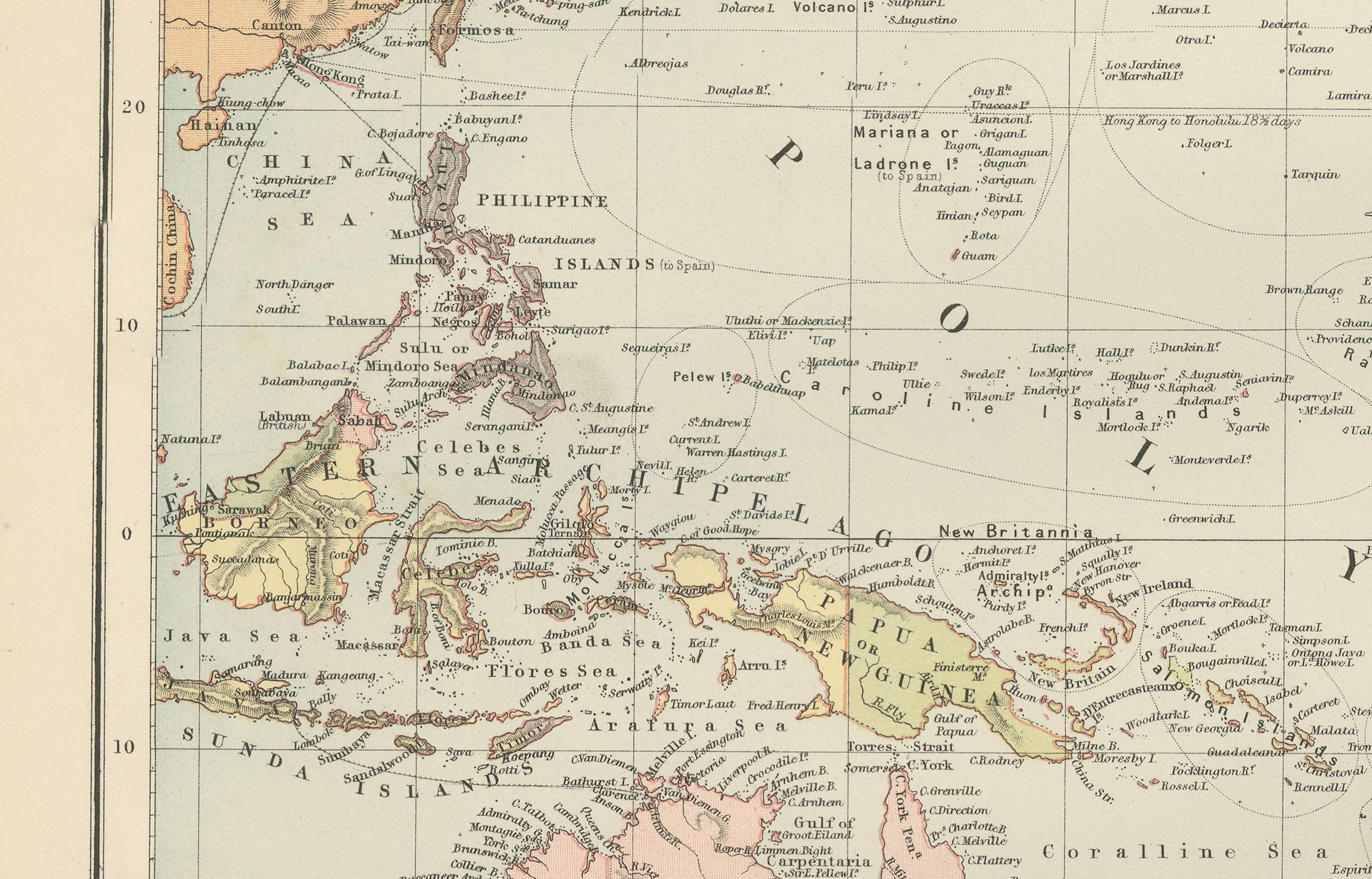 Grand Antique Map of Oceania and the Pacific Ocean – Australia & America, 1884