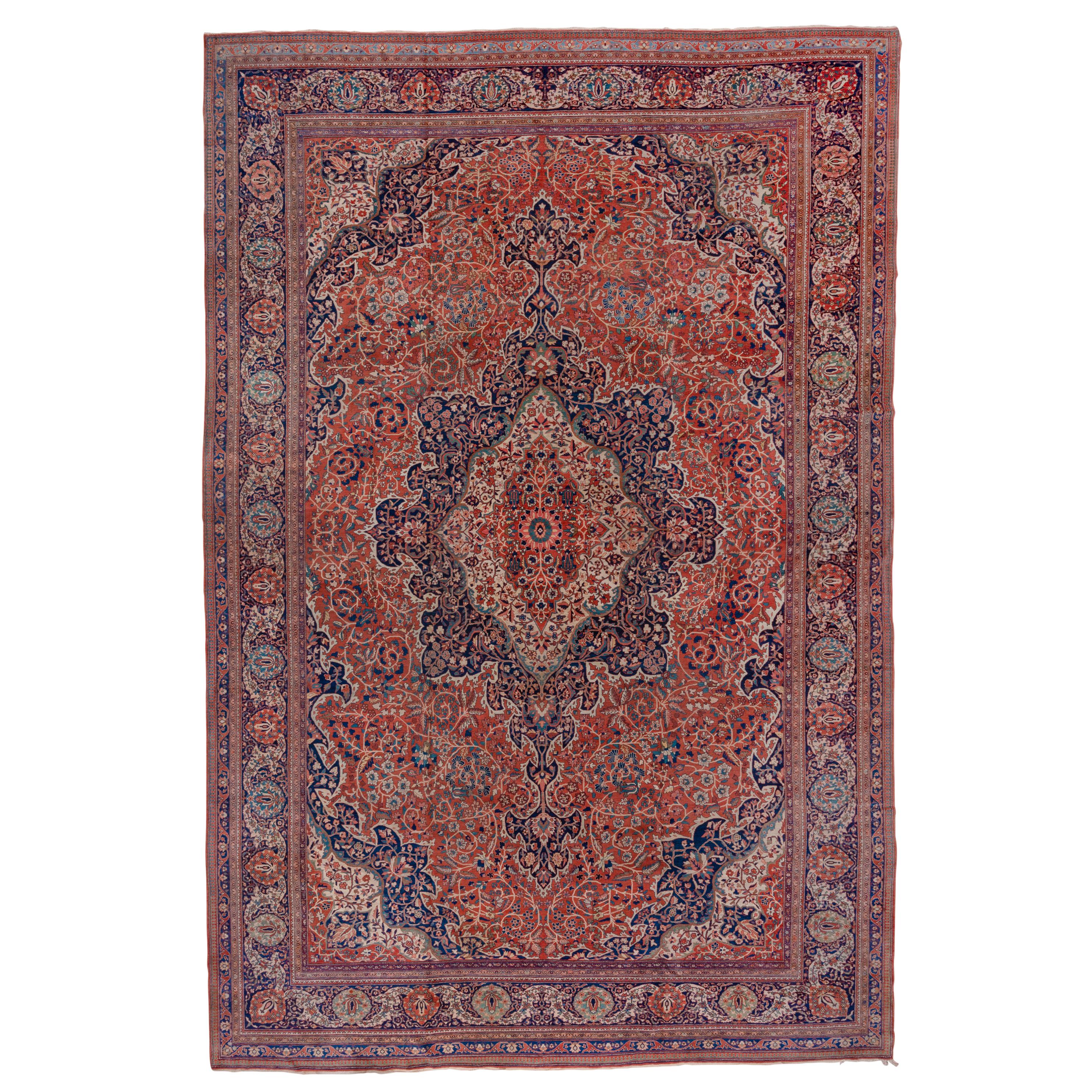 Grand Antique Persian Sarouk Farahan Mansion Carpet, Traditional Palette For Sale