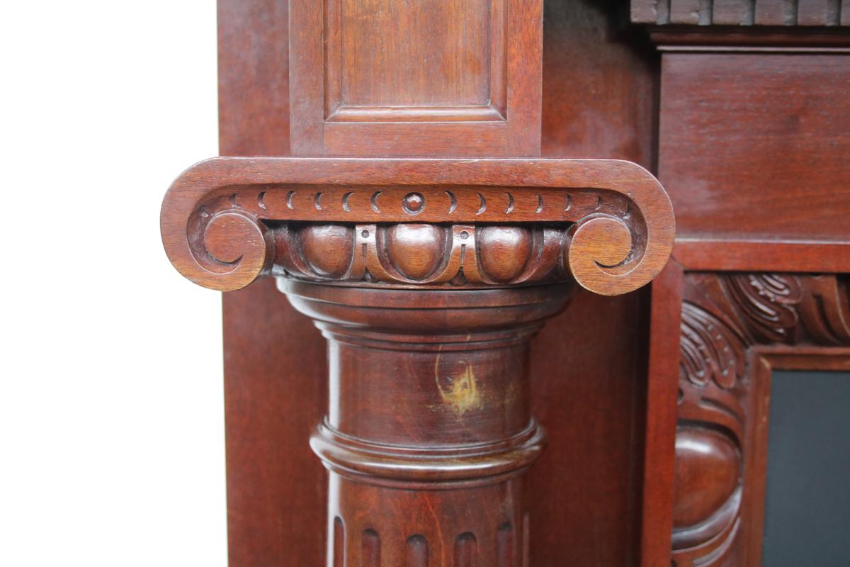 Grand Antique Pillared Victorian Mahogany Fireplace Mantle For Sale 4