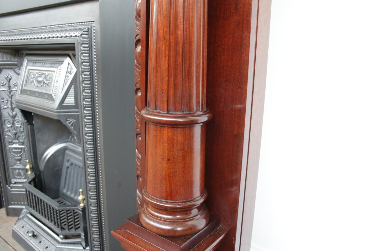 Grand Antique Pillared Victorian Mahogany Fireplace Mantle For Sale 5