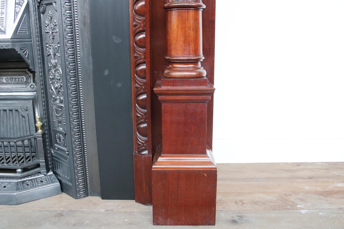 Grand Antique Pillared Victorian Mahogany Fireplace Mantle For Sale 8