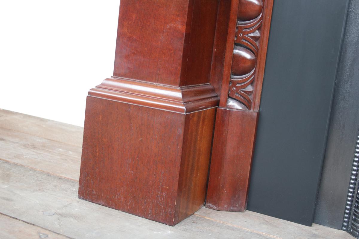 Grand Antique Pillared Victorian Mahogany Fireplace Mantle For Sale 9