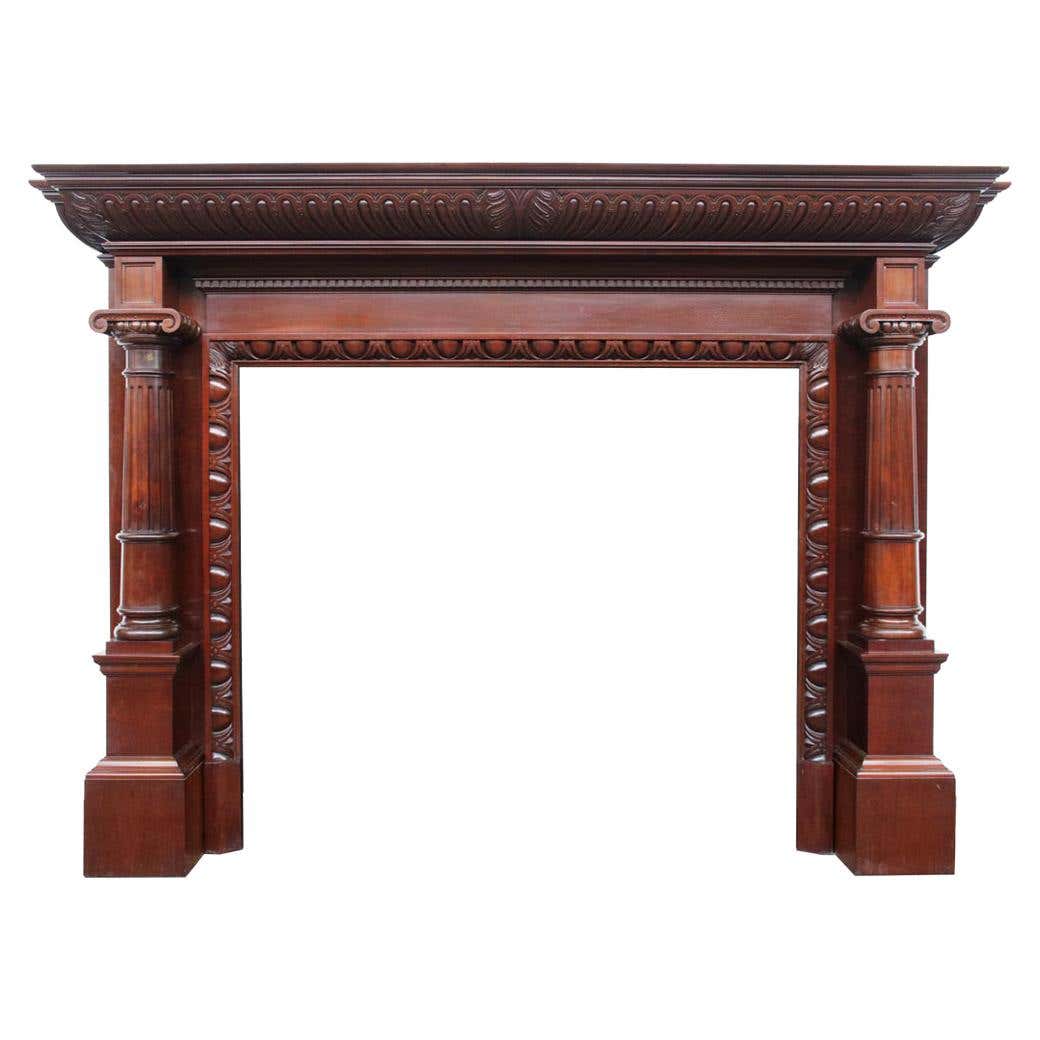 Grand Antique Pillared Victorian Mahogany Fireplace Mantle For Sale At grand-antique-pillared-victorian-mahogany-fireplace-mantle-for-sale-at
