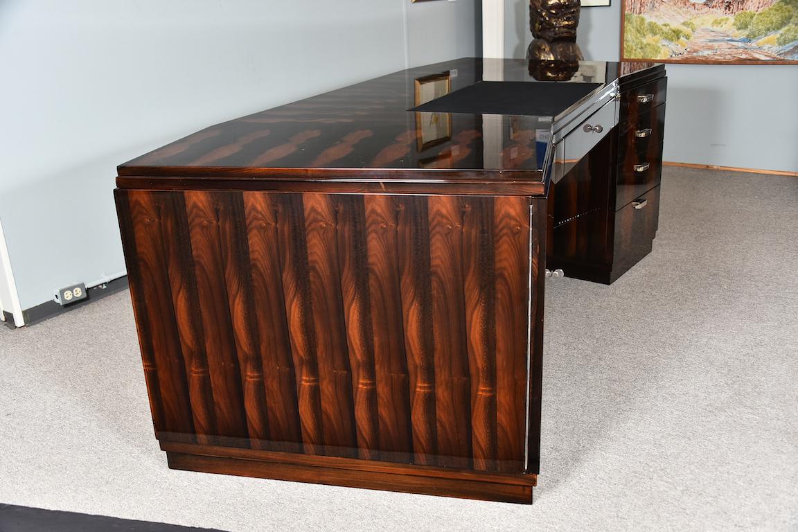 Grand Art Deco Style Desk in Walnut from France 3