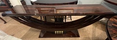 Grand Art Deco French Console in Macassar with Brass Elements