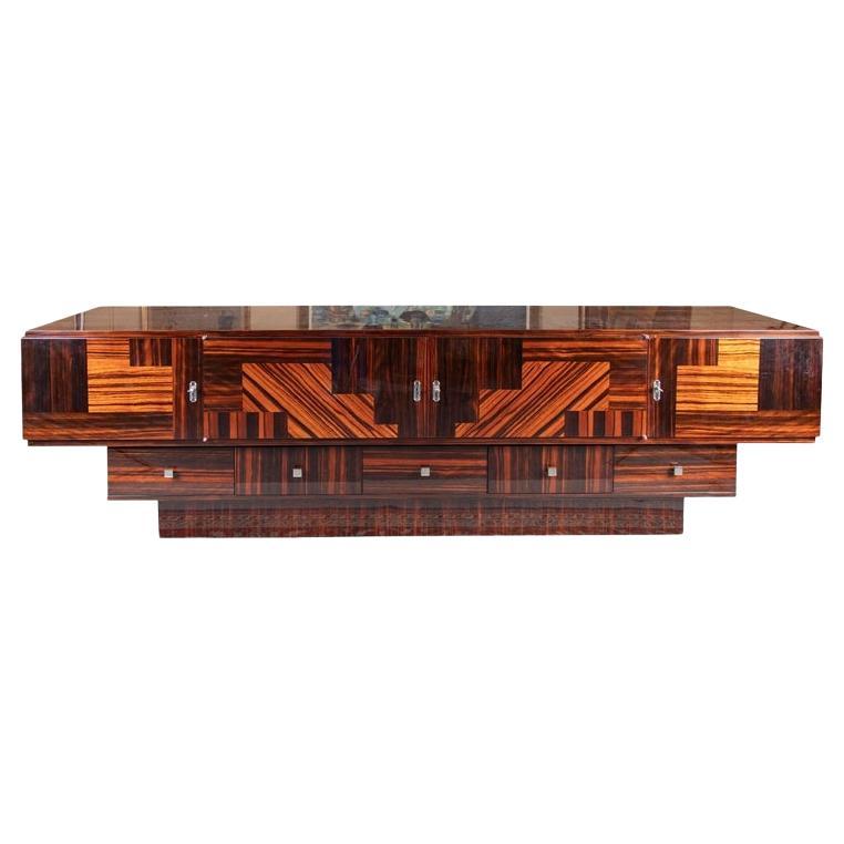 Grande credenza francese Art Deco in legno di Macassar in vendita