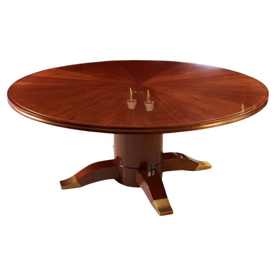 Grand Art Deco Style Mahogany Extension Dining Table, Manner of Jules Leleu For Sale