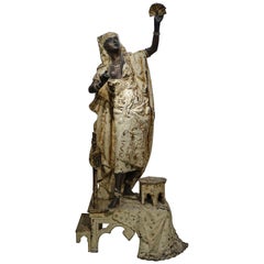 Antique Grand Babbit Metal Statue Representing an Egyptian Woman, England, 19th Century