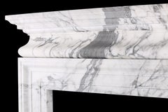 Grand Baroque Bolection Chimneypiece Cushion-Shelf Italian White Statuary Marble