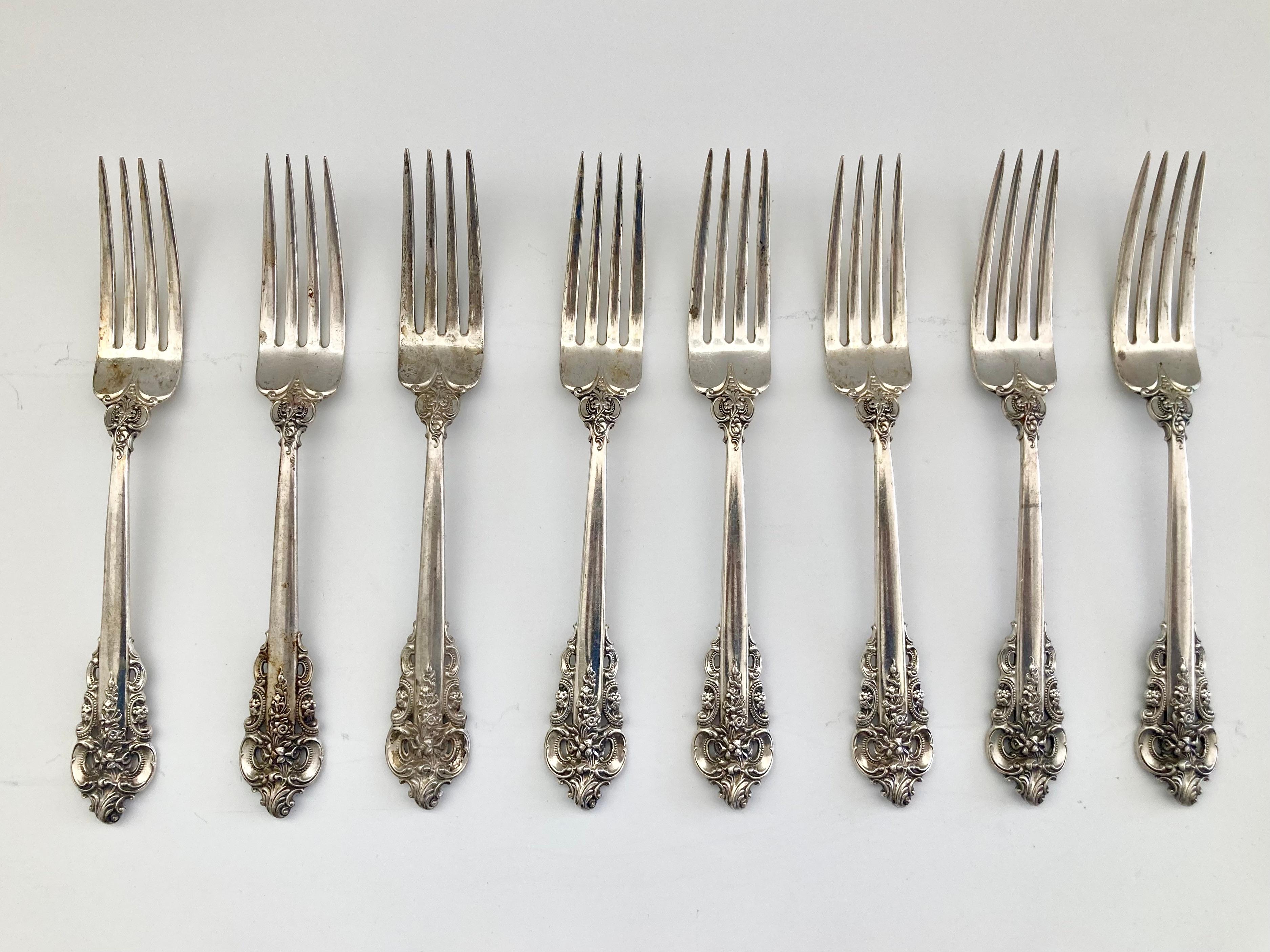 Grand Baroque Sterling Silber Besteck von Wallace - 32 Teile (amerikanisch) im Angebot