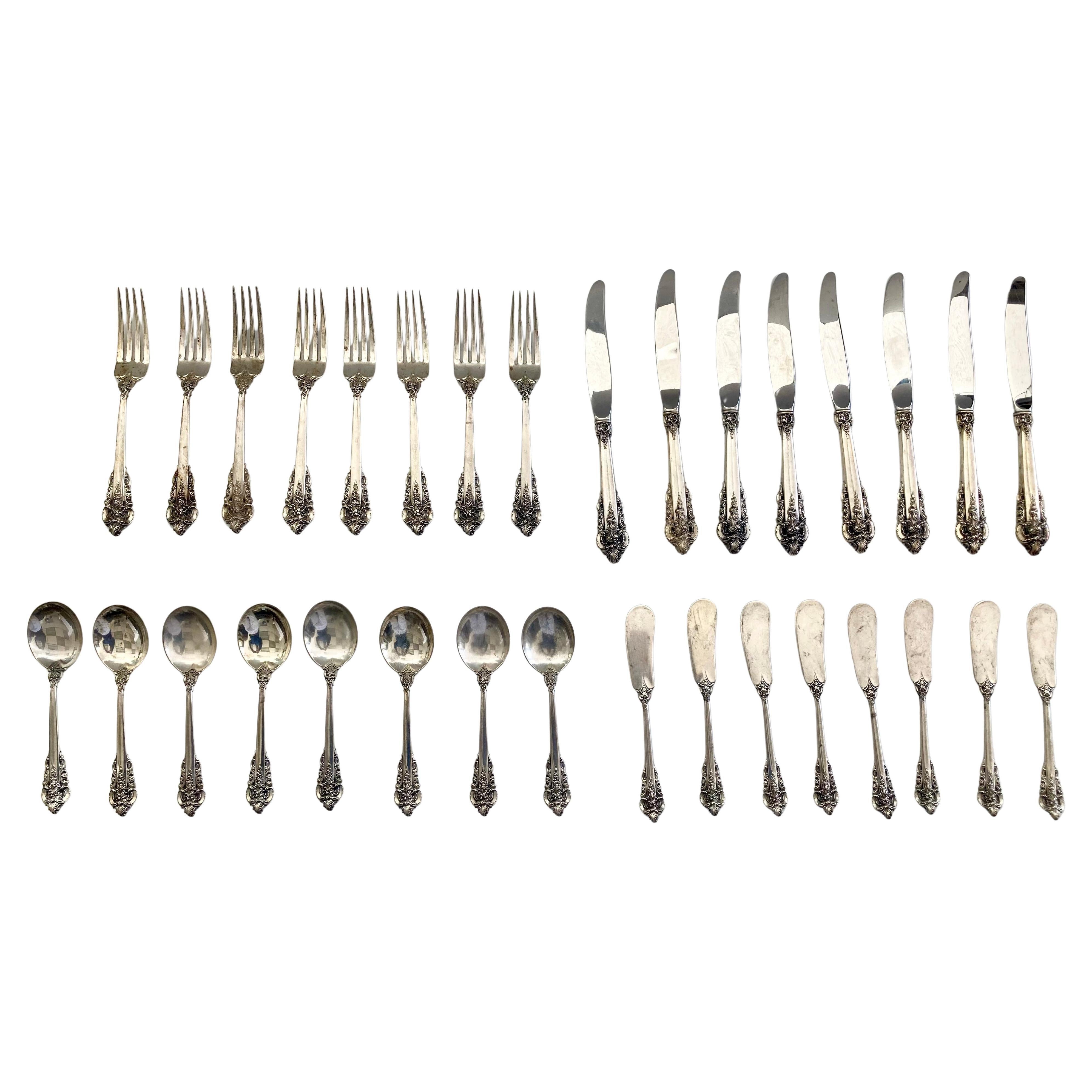Grand Baroque Sterling Silber Besteck von Wallace - 32 Teile im Angebot